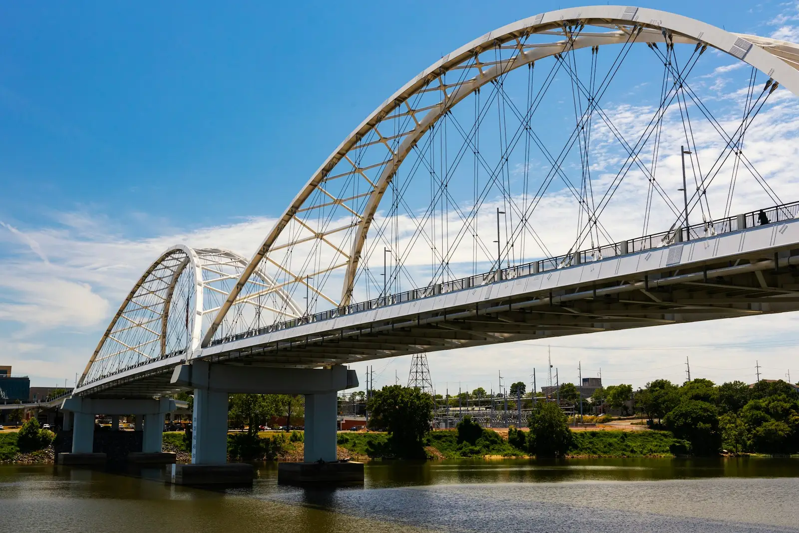 Broadway Bridge arches over the Arkansas River in Little Rock