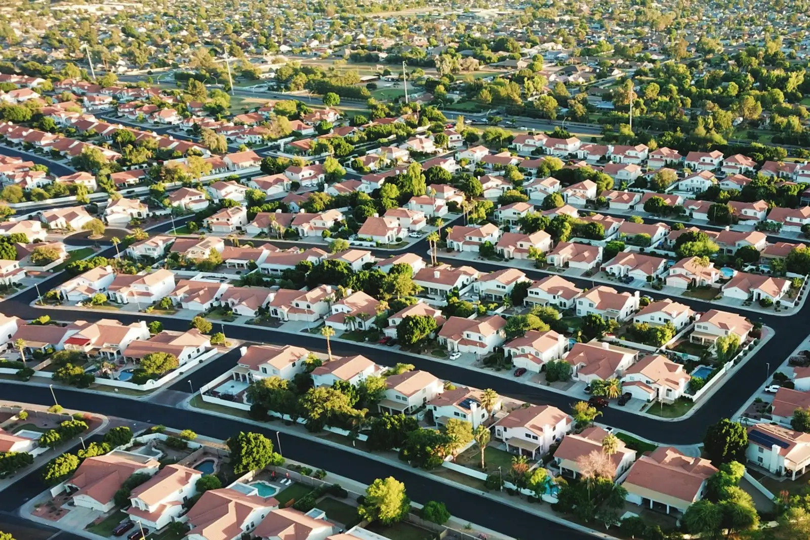 West Valley subdivisions in Glendale from above