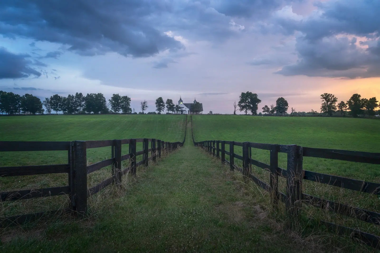 Horse farm fence line outside Lexington