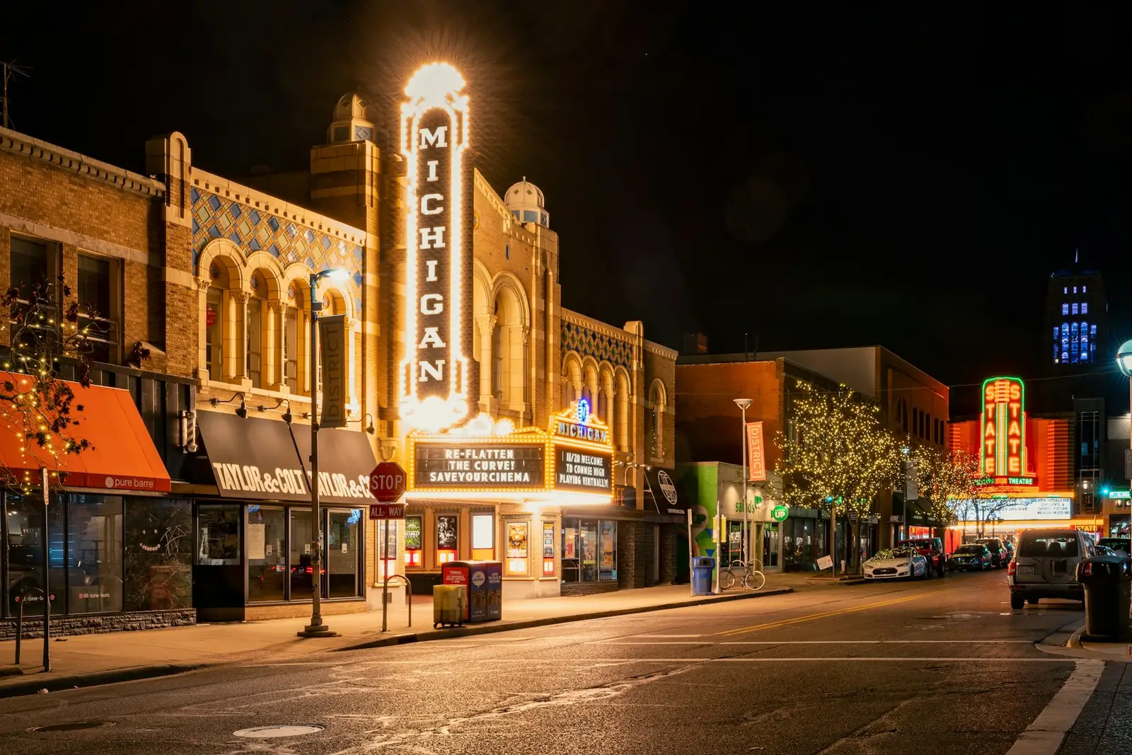 Michigan Theater marquee on Liberty Street in Ann Arbor