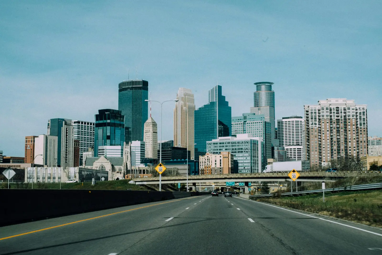 Minneapolis skyline from the highway