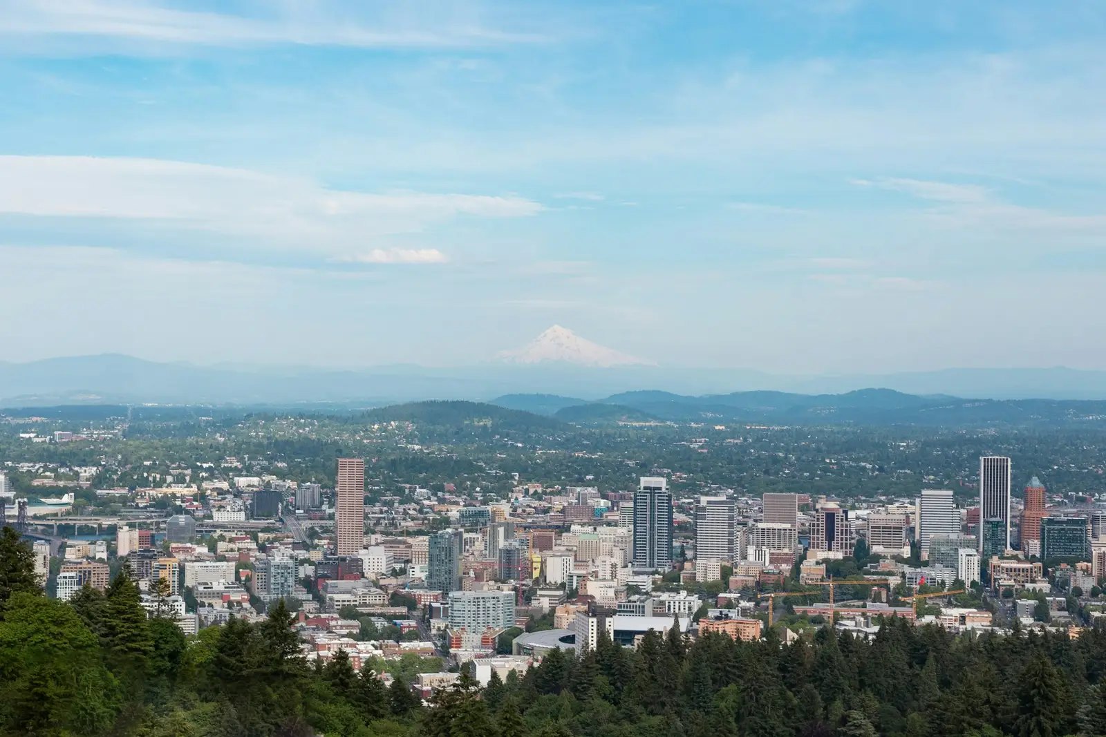 Portland, Oregon, with Mount Hood in the distance