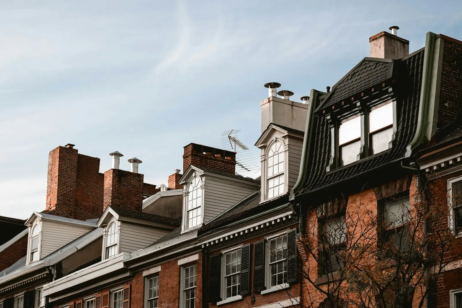 Brick row houses in Philadelphia