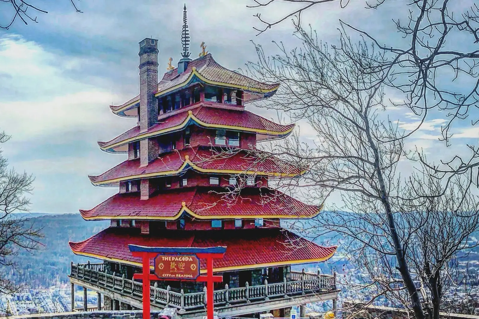 The Pagoda on Mount Penn overlooking Reading, Pennsylvania