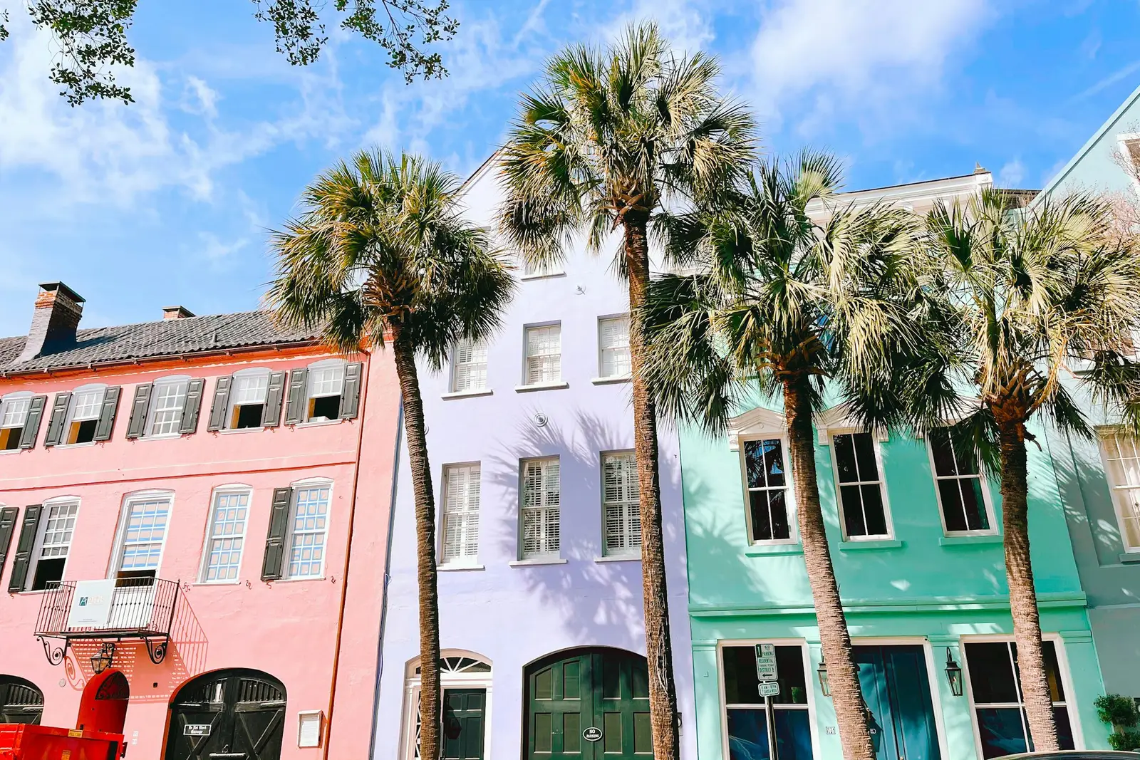 Pastel houses of Rainbow Row in Charleston
