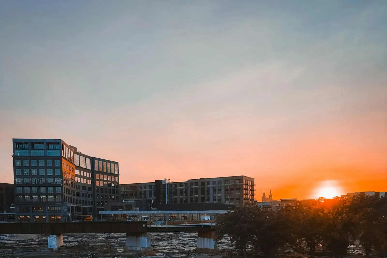 Falls of the Big Sioux River at sunset