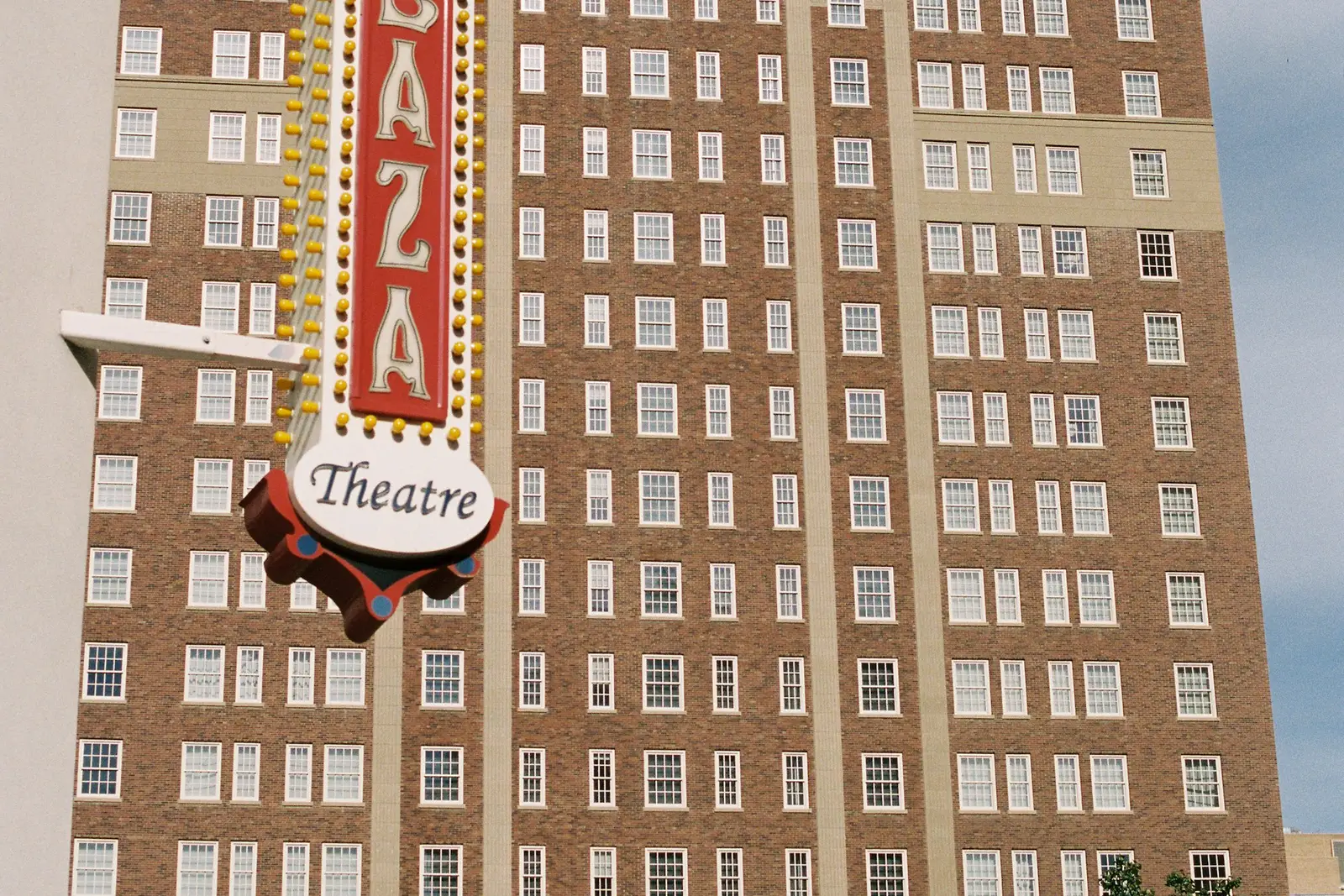 Historic Plaza Theatre sign in downtown El Paso