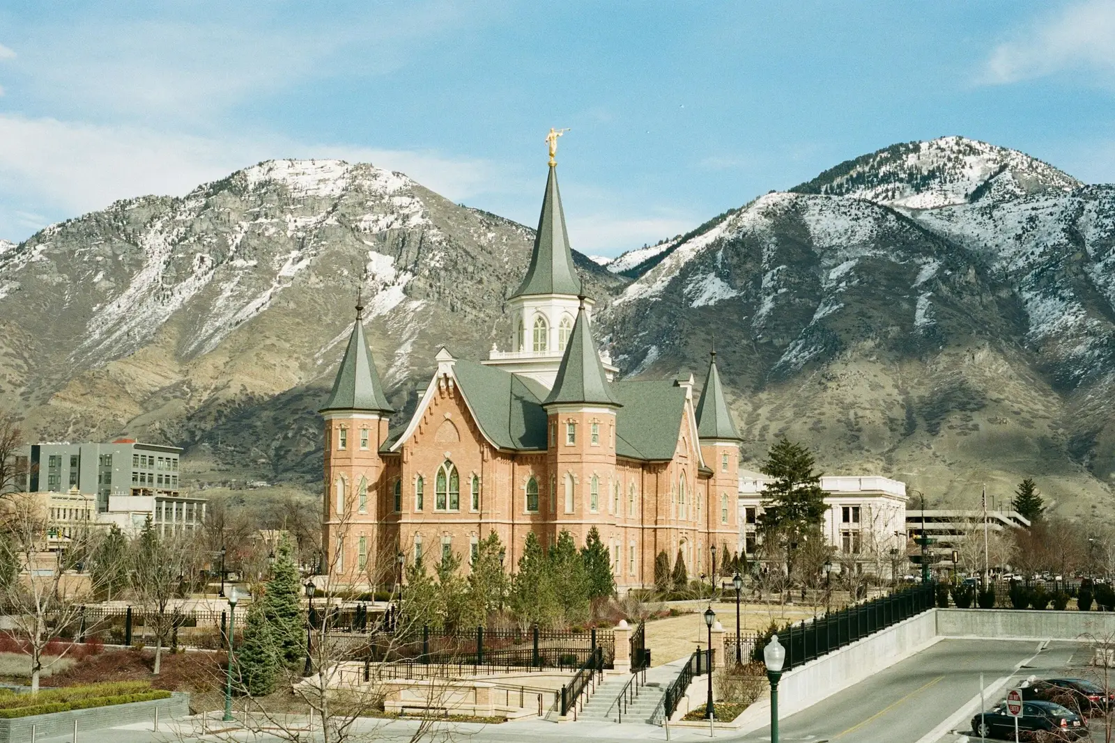 Provo temple below the Wasatch peaks