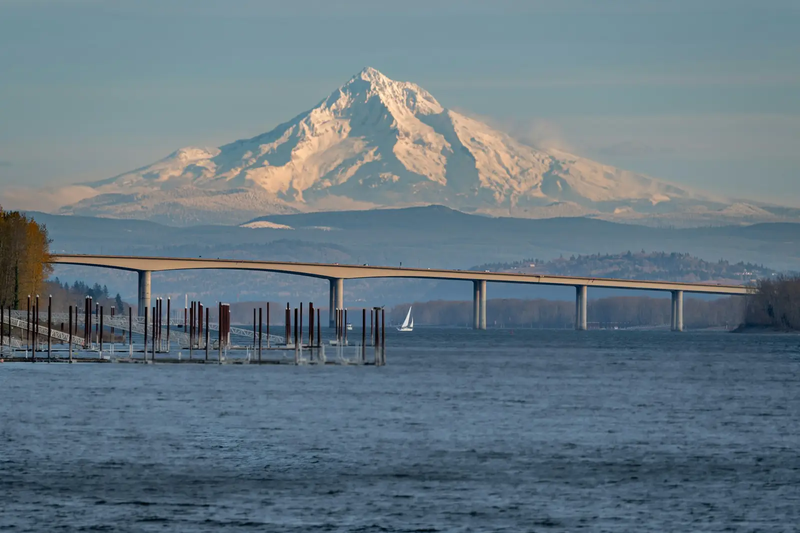 Mount Hood above the Columbia River at Vancouver
